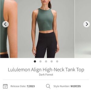 Lululemon Athletica Green Fitted Crop Tank Top